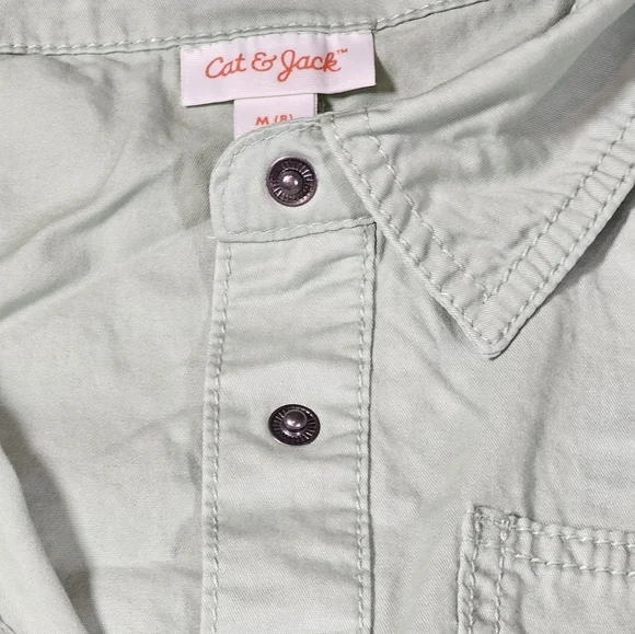 Cat & Jack Girl's Short Sleeve Jumpsuit Utility Boilersuit Sage Size M, L, & XL - Picture 10 of 16